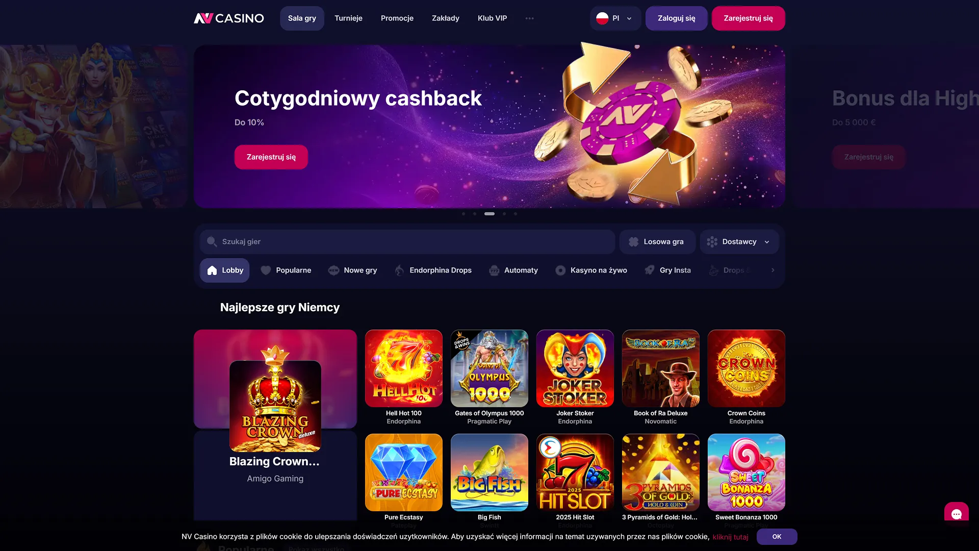 Zrzut ekranu NV Casino - nowoczesne kasyno online